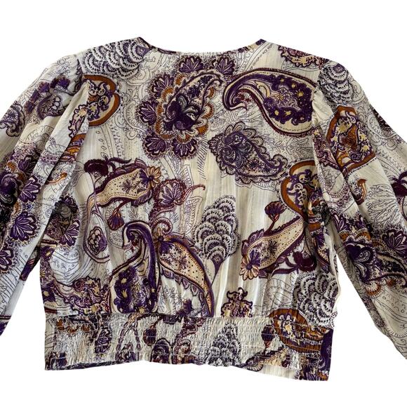 Band of the Free Mirabelle Cream Purple Paisley Boho Lace Crop Top Blouse Small - Picture 7 of 10